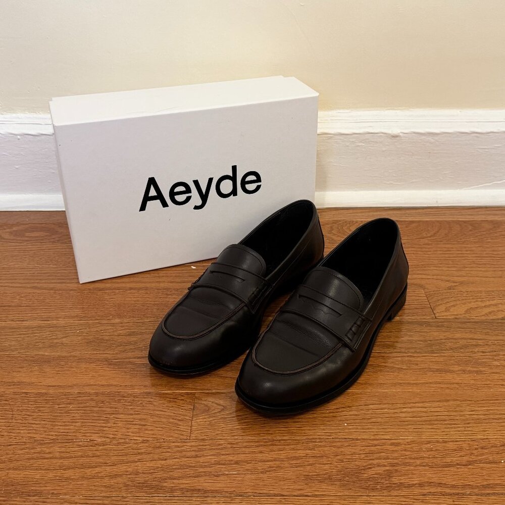 Aeyde Oscar Leather Loafers Moka Calf Size 41